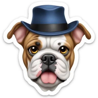 English bulldog wearing hat sticker