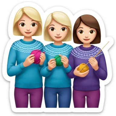 5 white ladies knitting on a cruise ship sticker