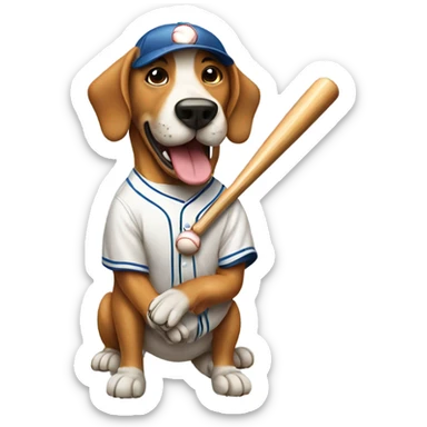Dog playing baseball sticker