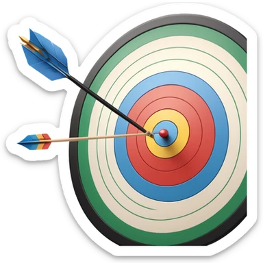 A close-up of a bowstring pulled taut with an arrow aimed at a target. The target's concentric rings are visible in the background, highlighting the focus and precision required for archery. The scene captures the grace and concentration of the sport. sticker
