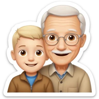 small kid with grandpa, smiling together, warm and friendly sticker