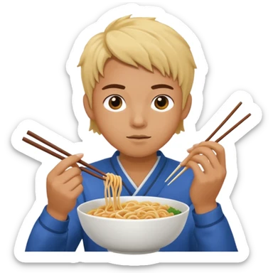 Create a person having noodles dinner. sticker