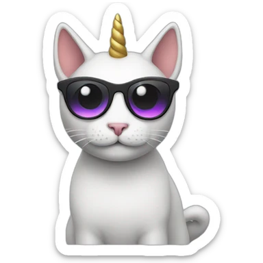 cat unicorn with dark glasses sticker