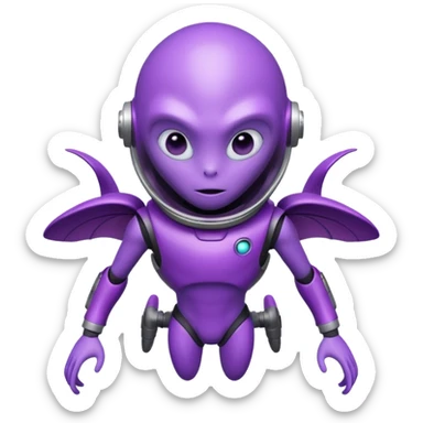 Purple alien floating with jetpack sticker