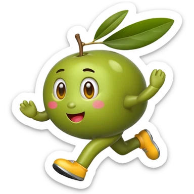 olive fruit running, cute sticker
