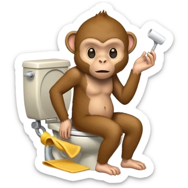 Monkey pooping on the toilet sticker