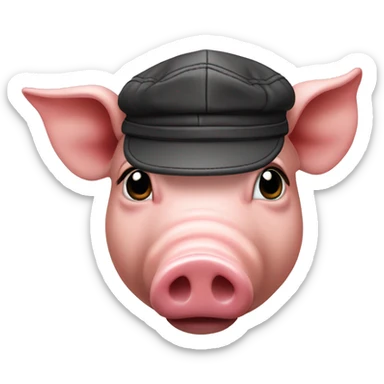 Pig head with leather Muir cap sticker