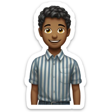 smiling boy in striped shirt sticker