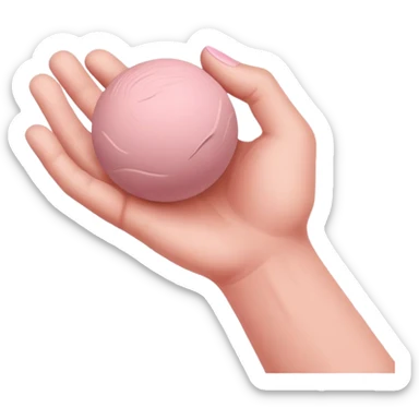hand lightly tapping a pink ball of clay in the palm for surface shaping sticker