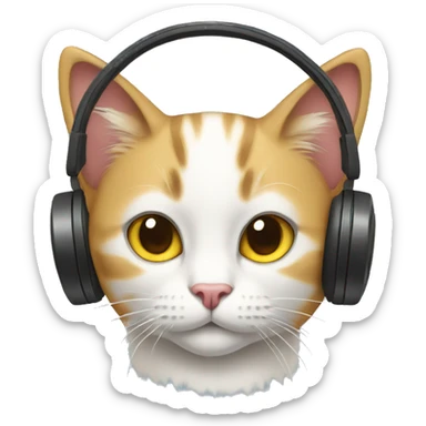 cat with headphone sticker