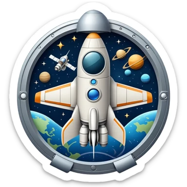 space exploration agency emblem with spacecraft sticker