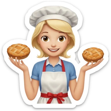 Blonde girl baking sticker