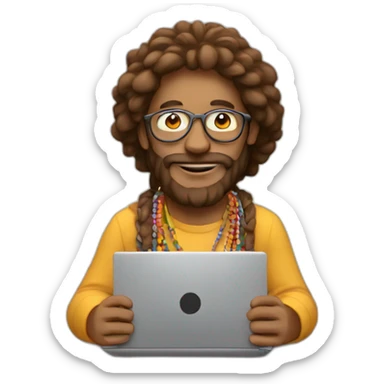 Hippie with laptop sticker