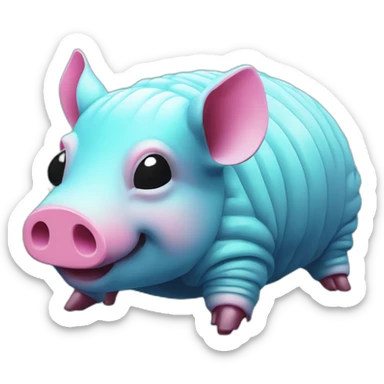 Vaporwave cyan gradient pig armadillo cow centipede insect sticker