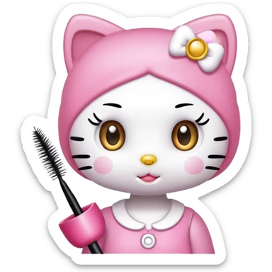  hello Kitty SANRIO holding an eyelash spoolie sticker