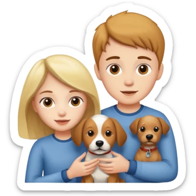 Girl and boy with a dog sticker