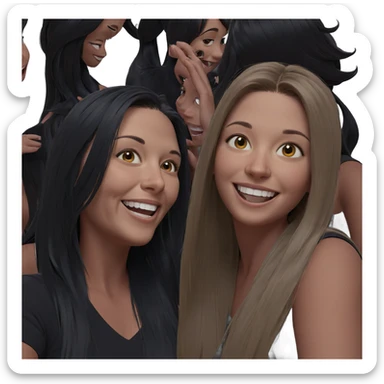 smiling girls with long hair sticker