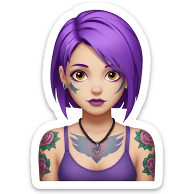 women with tatoos and hightlight that tatoos with purple hair sticker