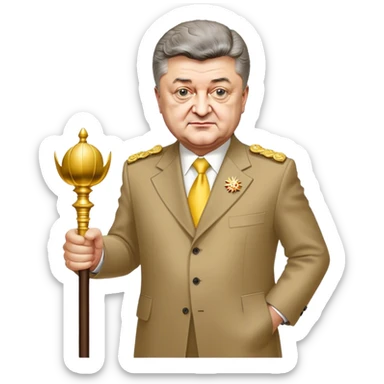 Petro Poroshenko with a mace at the inauguration sticker