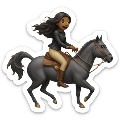 Woman riding a rat like a horse sticker