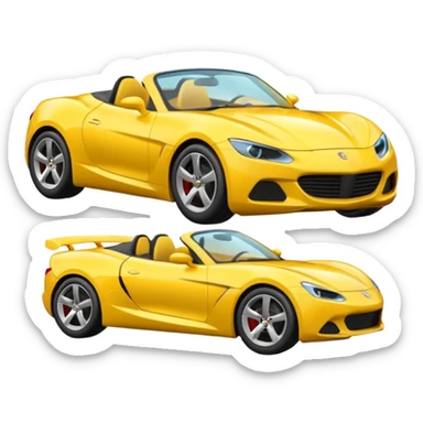 Generate a high-quality 3D cartoon-style emoji of a yellow sports car, sleek and shiny, realistic shading, smooth gradient colors, rounded and cute appearance, simple white background, high-resolution. sticker