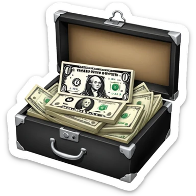 a bunch of miscellaneous stuff in a box, with a small pile of cash note on the side, indicating that this box is for sale sticker