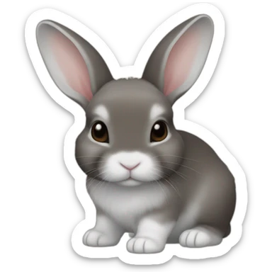 Netherland dwarf bunny with brown / grey fur and white nose and front of toes sticker