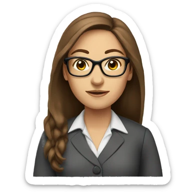 Female teacher in classroom long brown hair glasses sticker