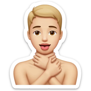 arms crossed holding neck with tounge out sticker