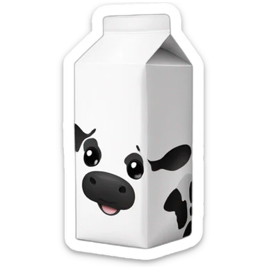 cute milk carton with black eyes with cow design black and white all over sticker
