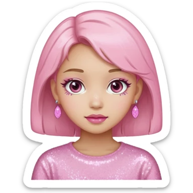 douyin pink glittery girl sticker