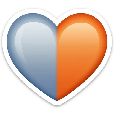 Left half orange heart left half blue heart sticker