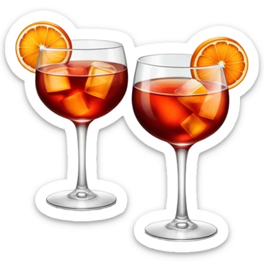 Due bicchieri di negroni cocktail che sbattono tra loro per brindare sticker