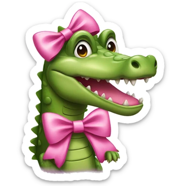 Demure crocodile with pink bows  sticker