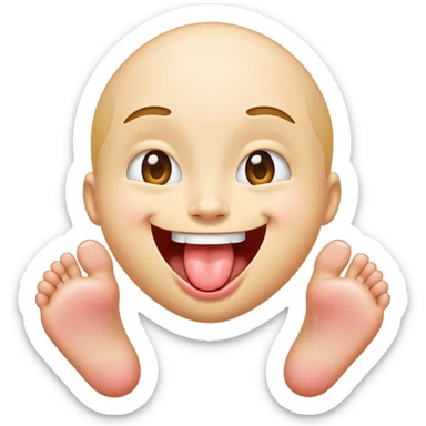 Smiling tongue out winky face feet sticking out sticker