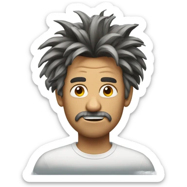 Man going crazy with wild hair sticker