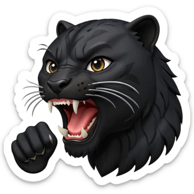 black panther with open mouth roaring sticker