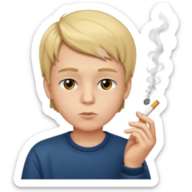 a young boy with a sigarette  sticker