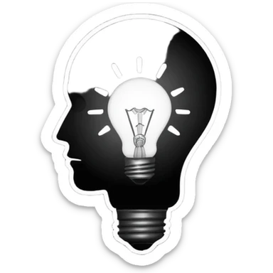 silhouette of a head with a broken light bulb inside sticker