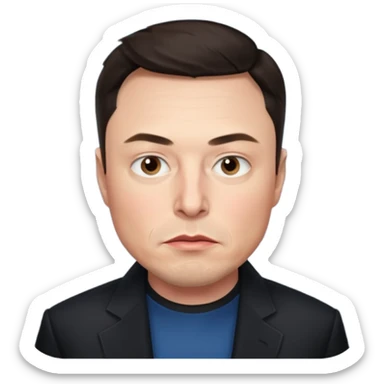 make me elon musk serious face dark hair  sticker