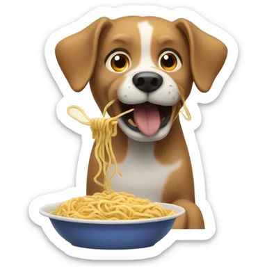 Dog eating noodles sticker