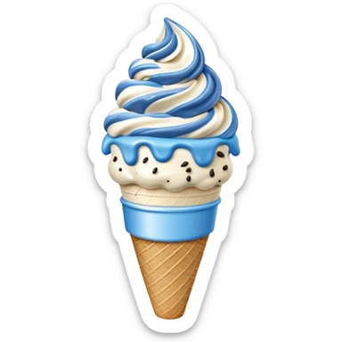 Blue cookies and cream ice cream on a cone sticker