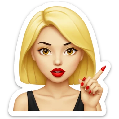 Normal yellow emoji sexy biting the point finger  sticker