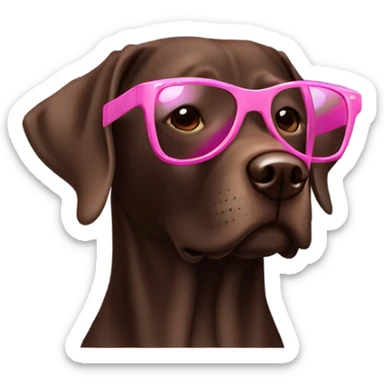A chocolate lab wearing pink sunglasses sticker