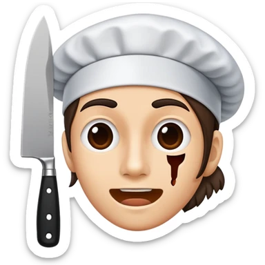 speaking face merged with kitchen knife, split down the middle sticker