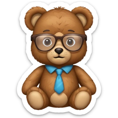 Cute teddy bear with nerdy and smart glasses sticker
