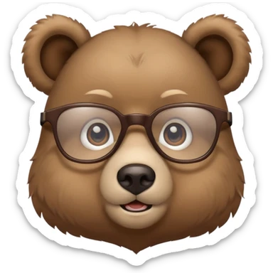 Cute bear cub with nerdy and smart glasses sticker