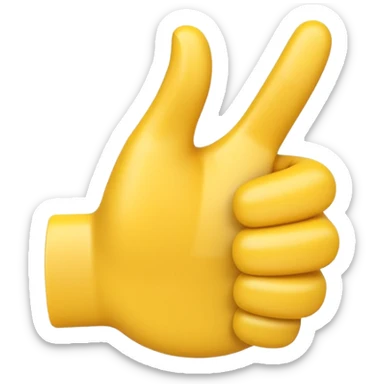 Apple-style 3D illustration of a single yellow emoji hand giving a thumbs up gesture, glossy and rounded, centered on a clean white background, soft shadow underneath, isolated and minimal design sticker