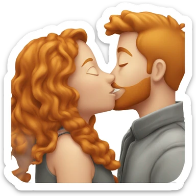 man kissing a ginger girl sticker