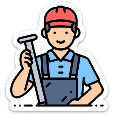 service man fixing equipment sticker